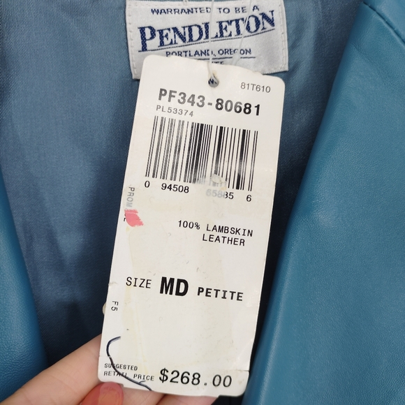 Pendleton NEW Leather Turquoise Jacket - Picture 6 of 7